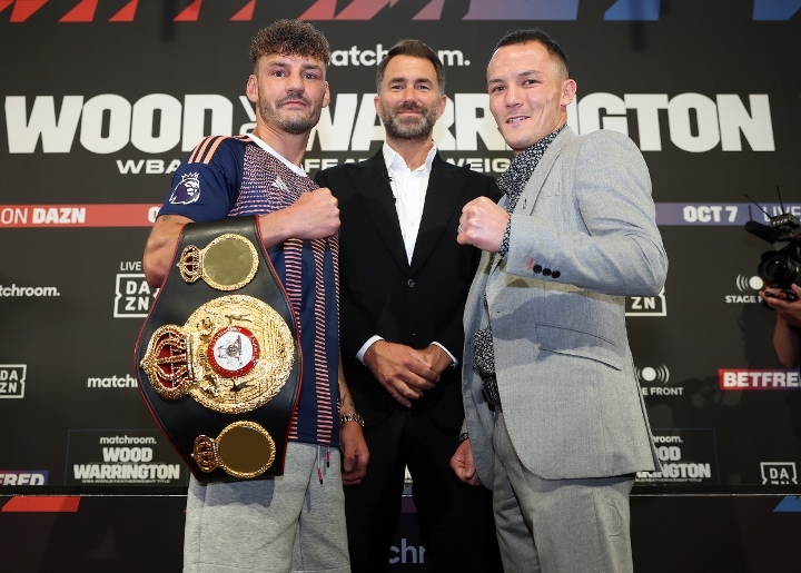 Photos Leigh Wood, Josh Warrington Face To Face at Press Conference Boxing News